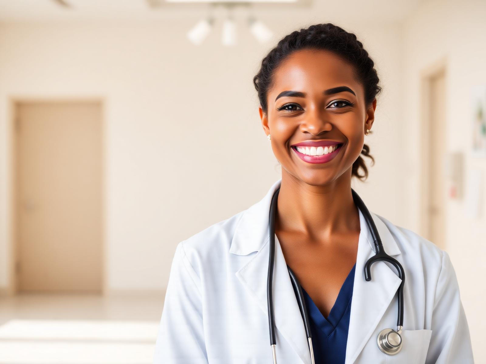 Smiling healthcare professional ready to consult